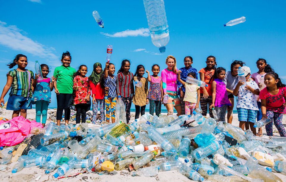 Cleaning up plastic in the Maldives at Soneva Fushi